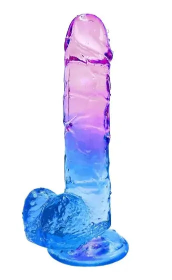 7.09" Clear Purple & Blue TPE Dildo with Strong Suction Cup My Store