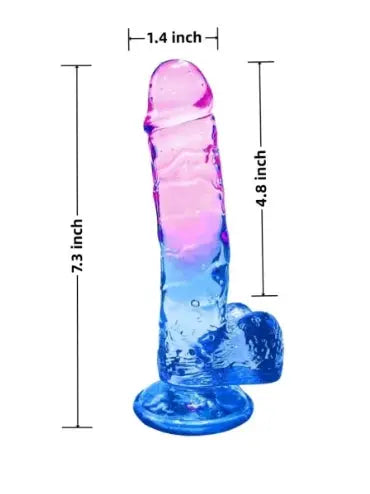 7.09" Clear Purple & Blue TPE Dildo with Strong Suction Cup My Store