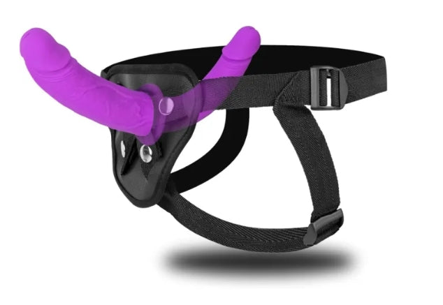 Purple Silicone Strap-On Double Ended Dildo with Adjustable Harness My Store