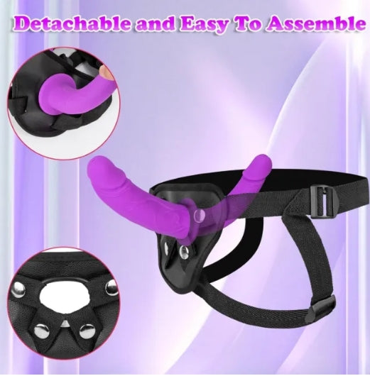 Purple Silicone Strap-On Double Ended Dildo with Adjustable Harness My Store