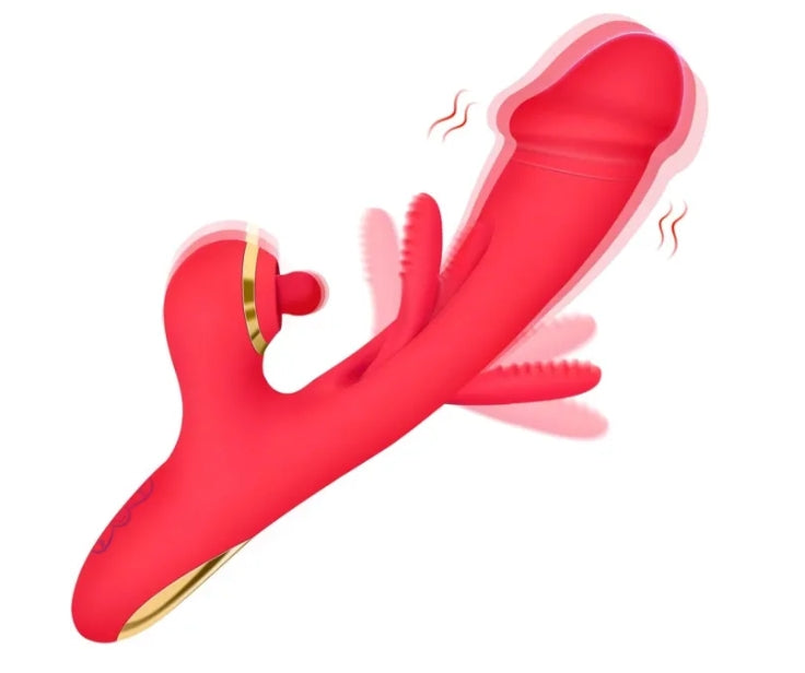 7 Vibration & 7 Flapping Modes Red Waterproof Silicone Vibrator My Store