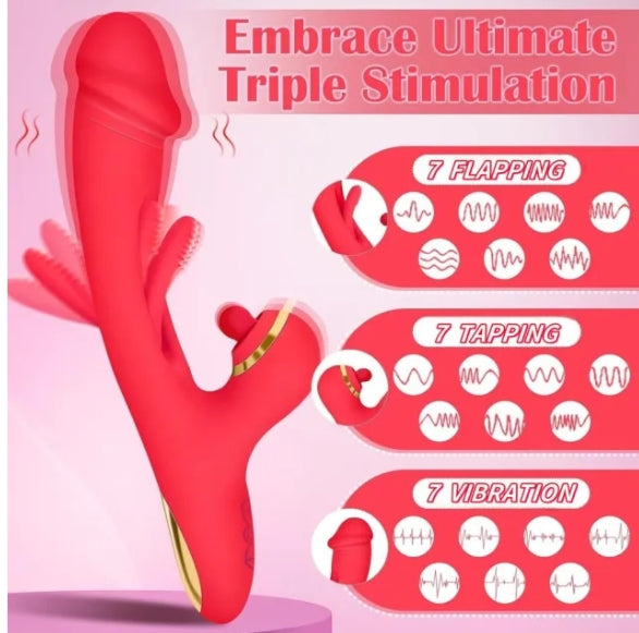 7 Vibration & 7 Flapping Modes Red Waterproof Silicone Vibrator My Store