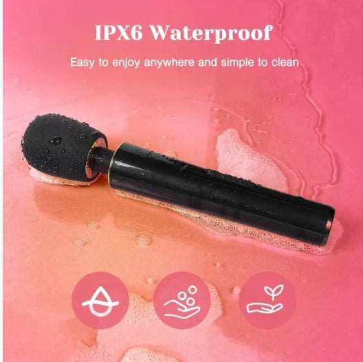 9-Speed Black Rechargeable Silicone Cordless High-Power Wand Massager for Clitoral Stimulation with LED Display My Store