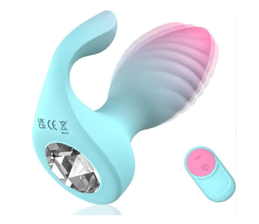 Pink & Blue 10-Speed Rechargeable Silicone Vibrating Anal Plug with Remote Control My Store