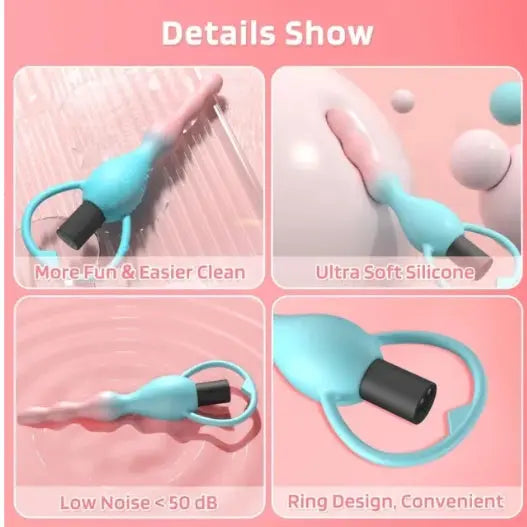 10-Speed Blue & Pink Rechargeable Silicone Beaded Vibrator with USB Magnetic Charging My Store
