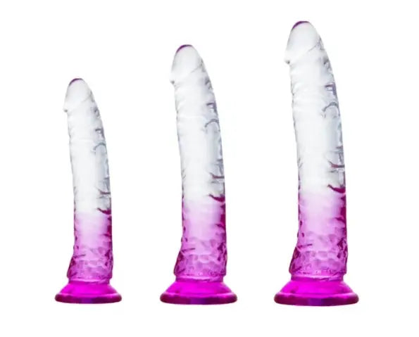Clear & Purple TPE 3-Piece Dildo Set My Store