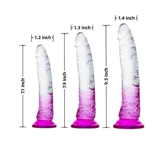 Clear & Purple TPE 3-Piece Dildo Set My Store