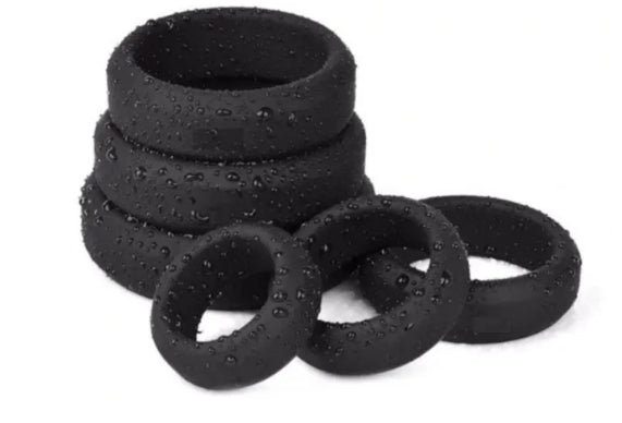 6-Piece Set Black Flexible Silicone Cock Rings My Store