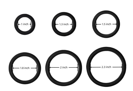 6-Piece Set Black Flexible Silicone Cock Rings My Store