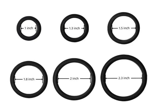 6-Piece Set Black Flexible Silicone Cock Rings My Store