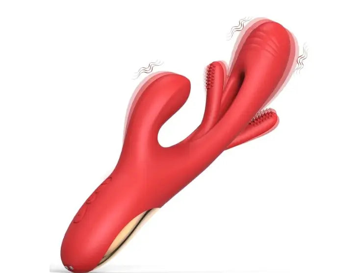 7-Speed Red Silicone Waterproof Rechargeable Vibrator with Flapping Function My Store