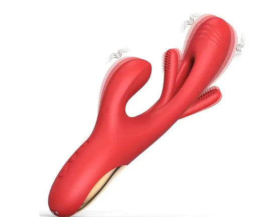 7-Speed Red Silicone Waterproof Rechargeable Vibrator with Flapping Function My Store