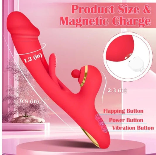 7 Vibration & 7 Flapping Modes Red Waterproof Silicone Vibrator My Store